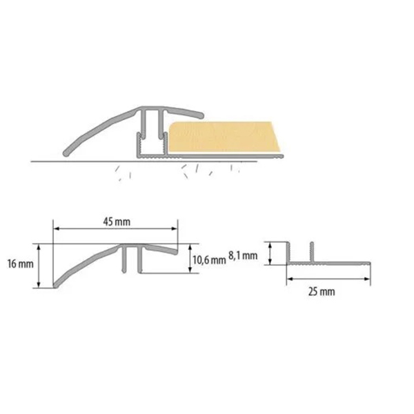 0.9m Anodized Door Bars Transition Trim Threshold Strip Laminate Carpet 