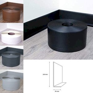 100mm x 25mm PVC Flexible Skirting Board for Floors & Walls 10m Roll