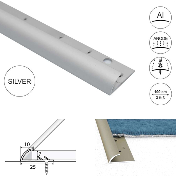10mm Wide Carpet Profile Joining carpet to vinyl Anodised coated