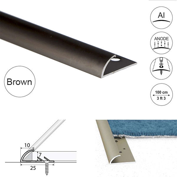 10mm Wide Carpet Profile Joining carpet to vinyl Anodised coated