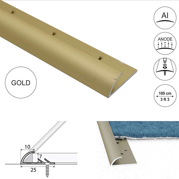 10mm Wide Carpet Profile Joining carpet to vinyl Anodised coated