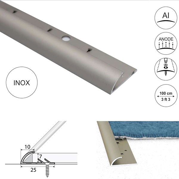 10mm Wide Carpet Profile Joining carpet to vinyl Anodised coated
