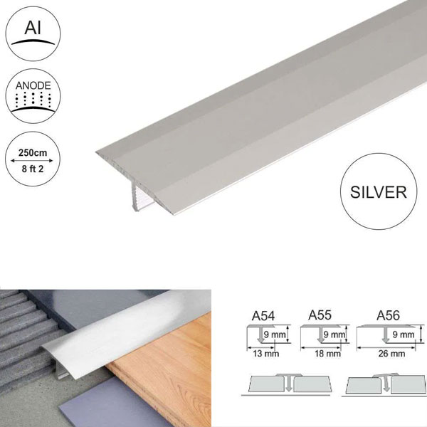 13mm Anodised Aluminium Door Threshold Trim T Bar Transition Strip For Tiles