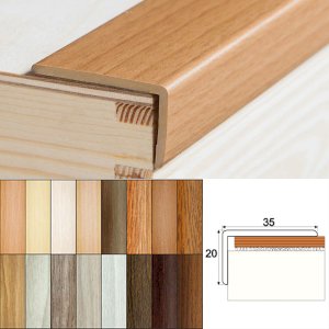 35mm x 20mm Self-Adhesive Wood Effect UPVC Stair Edge Nosing Trim