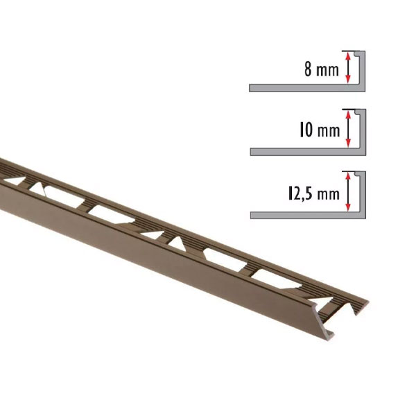 2.5m Aluminium Straight Edge L-Shape Tile Trim