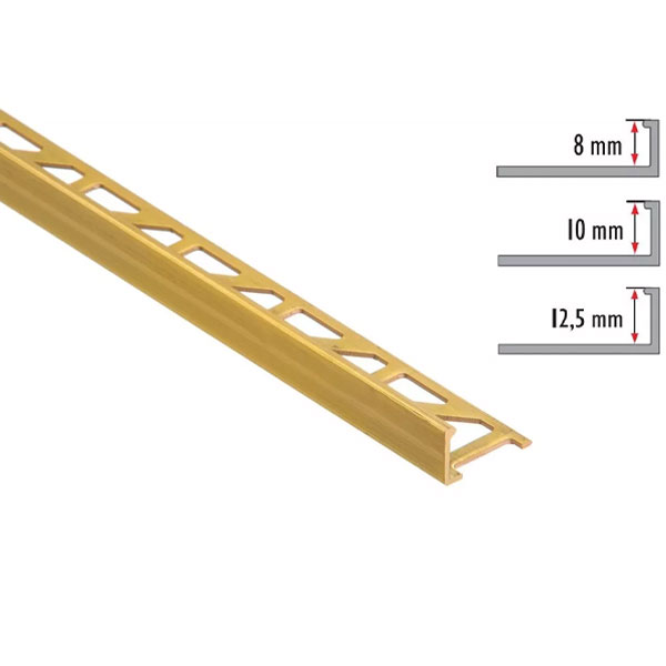 2.5m Aluminium Straight Edge L-Shape Tile Trim