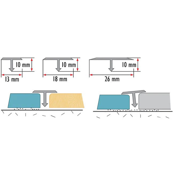 2.5m T Bar Aluminium Threshold Trim Door Strip Profile