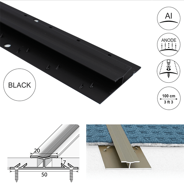 20mm Wide Aluminum Twin Grip Carpet Profile 18um thick coating