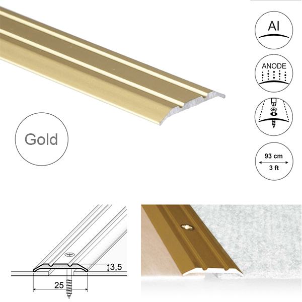 25mm Wide Aluminum Door Floor Threshold For Vinyl And Tiled Floors