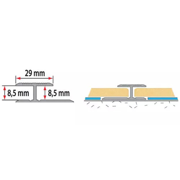 29mm Aluminium Anodised Twin Grip Door Floor Bar Trim Threshold for Flooring & Skirting