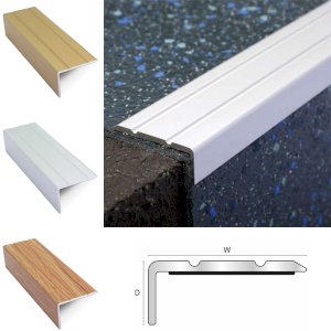 30mm x 20mm Aluminium Retro Fit Self Adhesive Non Slip Stair Nosing