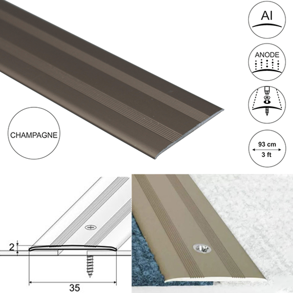 35mm Wide Heavy Duty Aluminum Door Threshold For Carpet Floor