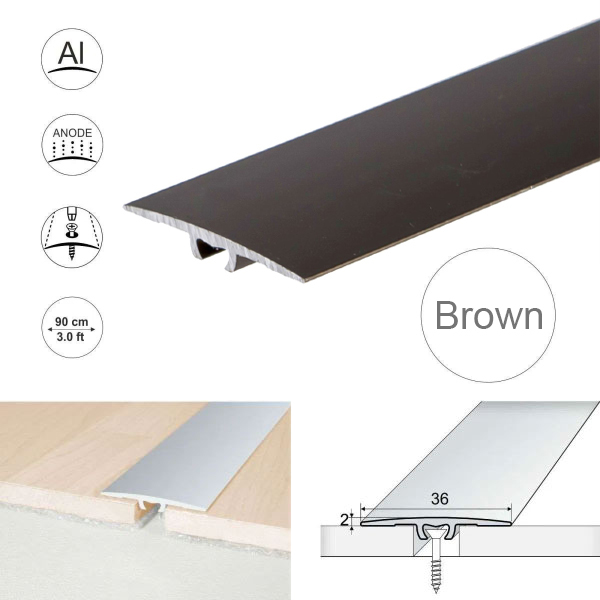 36mm Wide Aluminium Flat Door Threshold A68 Anodised Profile