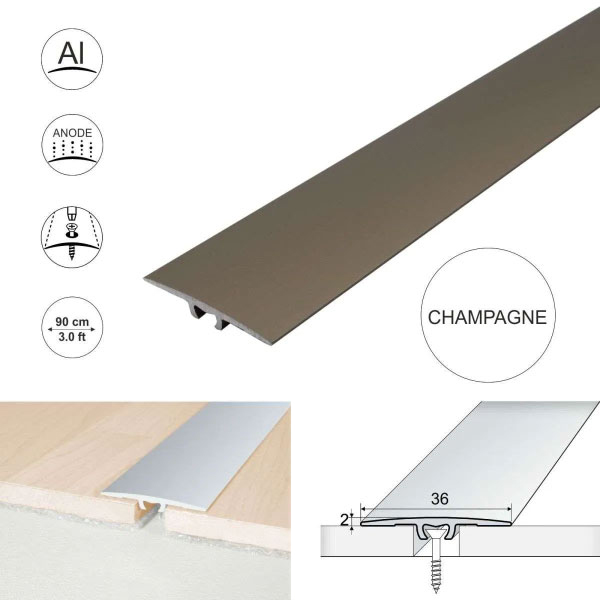 36mm Wide Aluminium Flat Door Threshold A68 Anodised Profile