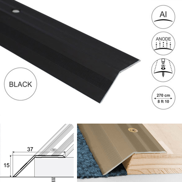 37mm Wide Non Slip Aluminium Door Floor Trim Carpet Thresholds Ramp