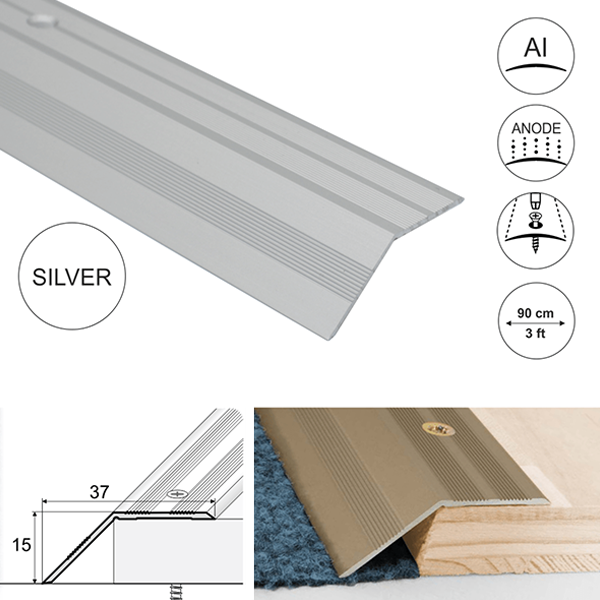 37mm Wide Non Slip Aluminium Door Floor Trim Carpet Thresholds Ramp