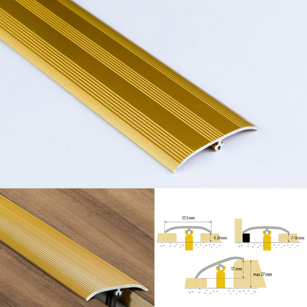 37mm Wide Push In Aluminium Door Bars Threshold Strip Transition Trim Laminate Tiles