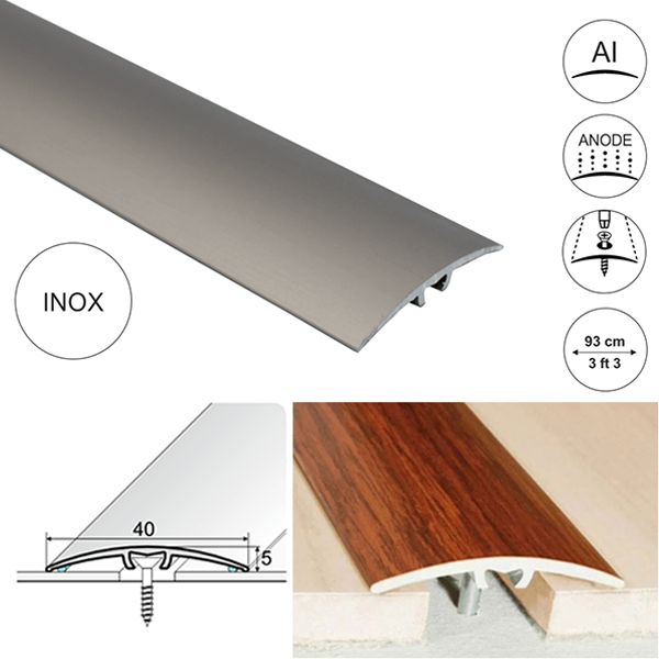 40mm Anodised Aluminium Door Threshold for connecting wooden, laminate, carpet, vinyl or tiled floors