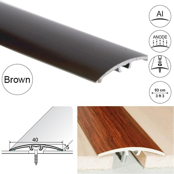 40mm Anodised Aluminium Door Threshold for connecting wooden, laminate, carpet, vinyl or tiled floors