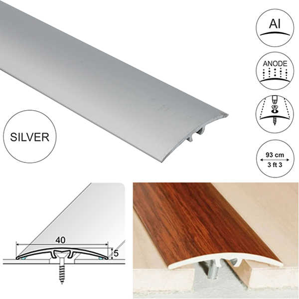 40mm Anodised Aluminium Door Threshold for connecting wooden, laminate, carpet, vinyl or tiled floors