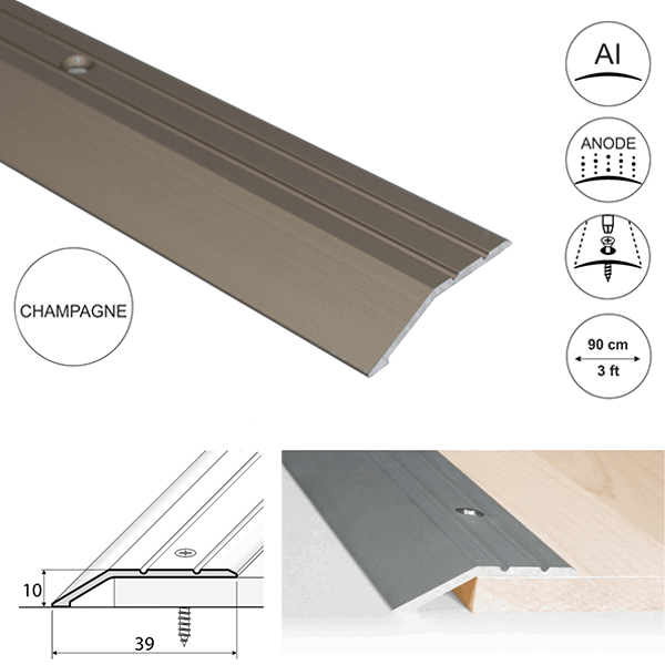 40mm Wide Aluminium Door Floor Trim Carpet Thresholds Ramp