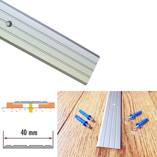 40mm Wide Aluminium Rail Drilled Fluted Floor Threshold For Wooden Floor