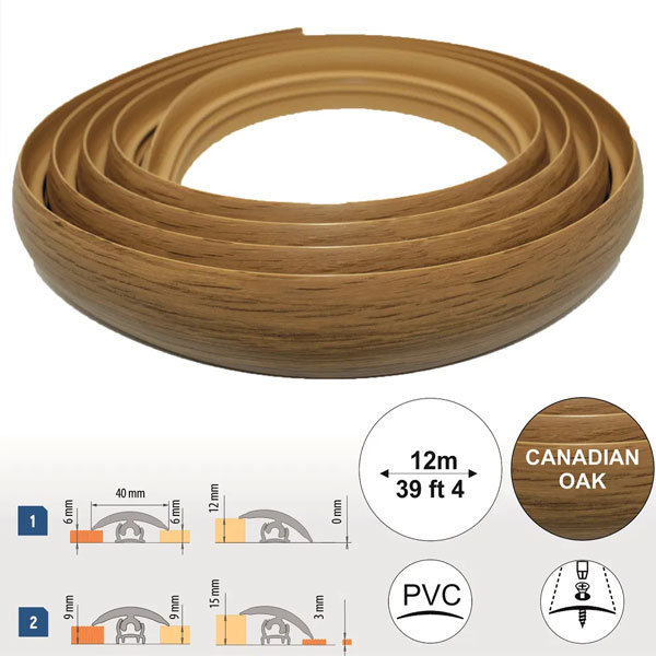 40mm Wide PVC Flexible Flooring Transition Profile Door Threshold