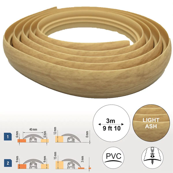 40mm Wide PVC Flexible Flooring Transition Profile Door Threshold