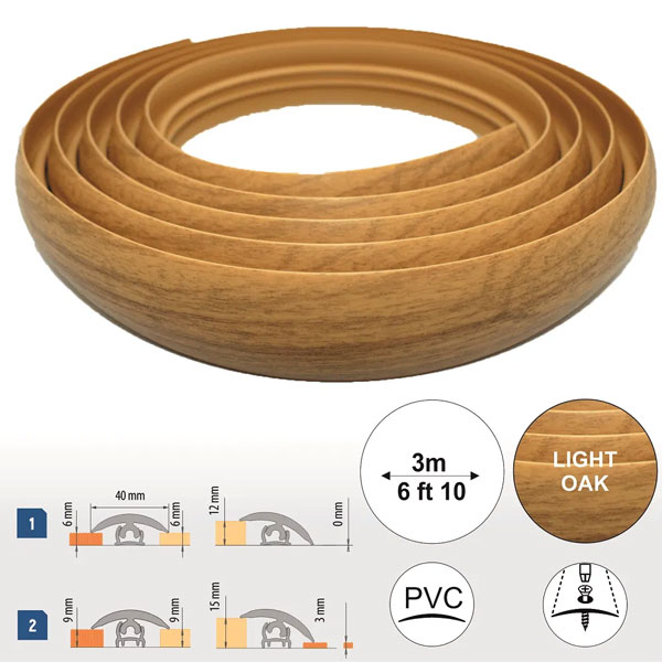 40mm Wide PVC Flexible Flooring Transition Profile Door Threshold