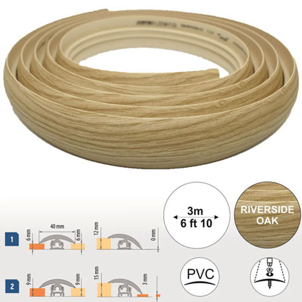 40mm Wide PVC Flexible Flooring Transition Profile Door Threshold