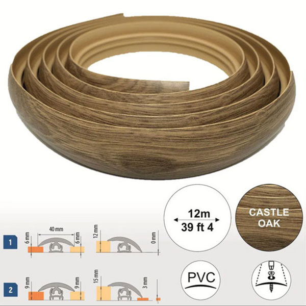 40mm Wide PVC Flexible Flooring Transition Profile Door Threshold