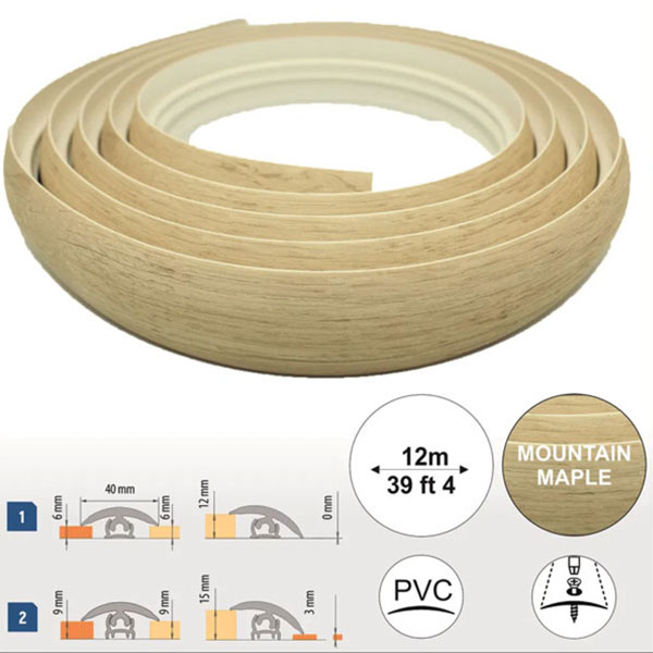 40mm Wide PVC Flexible Flooring Transition Profile Door Threshold