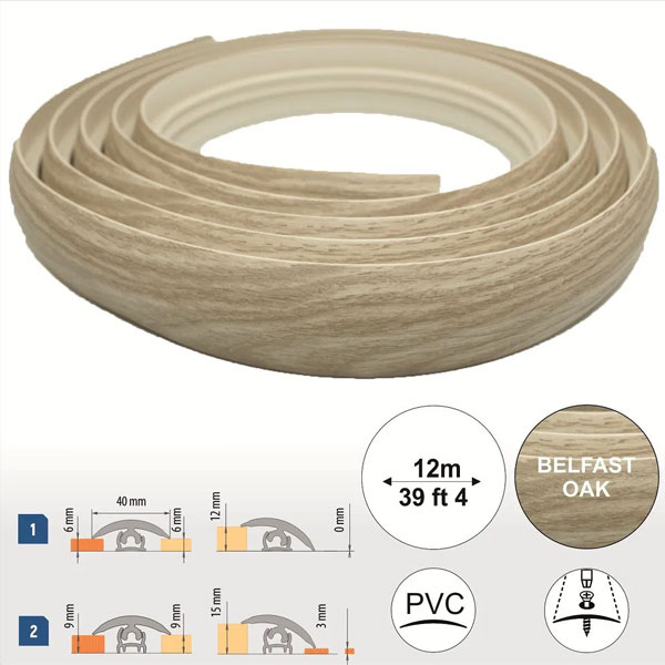 40mm Wide PVC Flexible Flooring Transition Profile Door Threshold