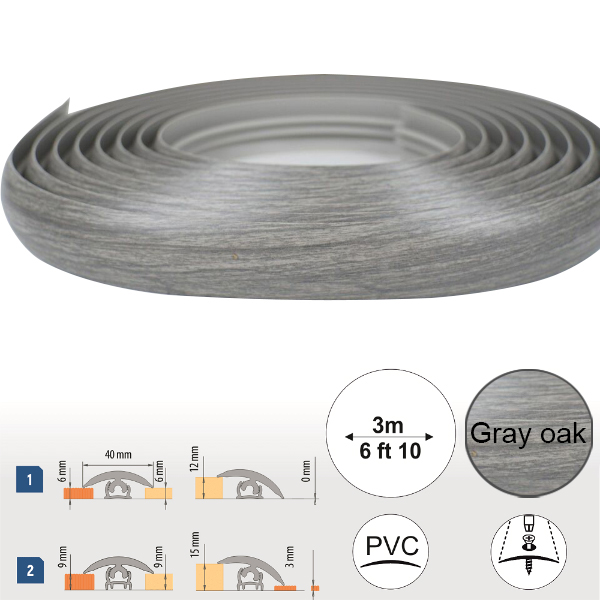 40mm Wide PVC Flexible Flooring Transition Profile Door Threshold