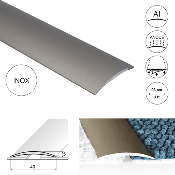 40mm Wide Self Adhesive Aluminium Door Thresholds For Connecting Wooden Or Carpet Floors