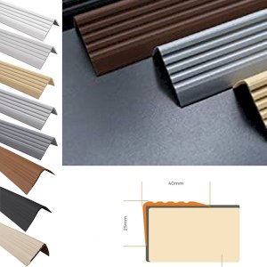 40mm x 25mm Bullnose Self Adhesive Stair Nosing Rubber Angle Step Edge