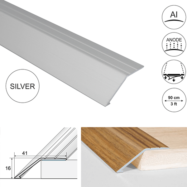 41mm Wide Anodised Aluminium Door Threshold Ramp Profile Screwfix