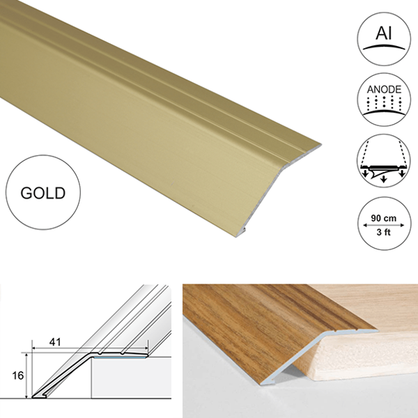 41mm Wide Anti-Slip Aluminium Door Thresholds Ramp Self Adhesive