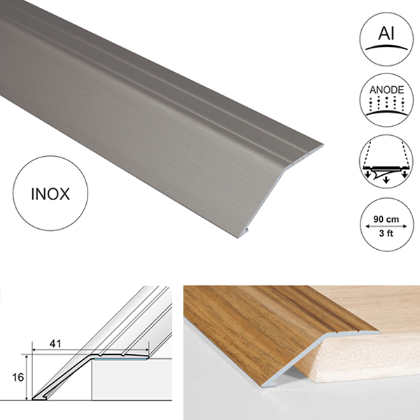 41mm Wide Anti-Slip Aluminium Door Thresholds Ramp Self Adhesive