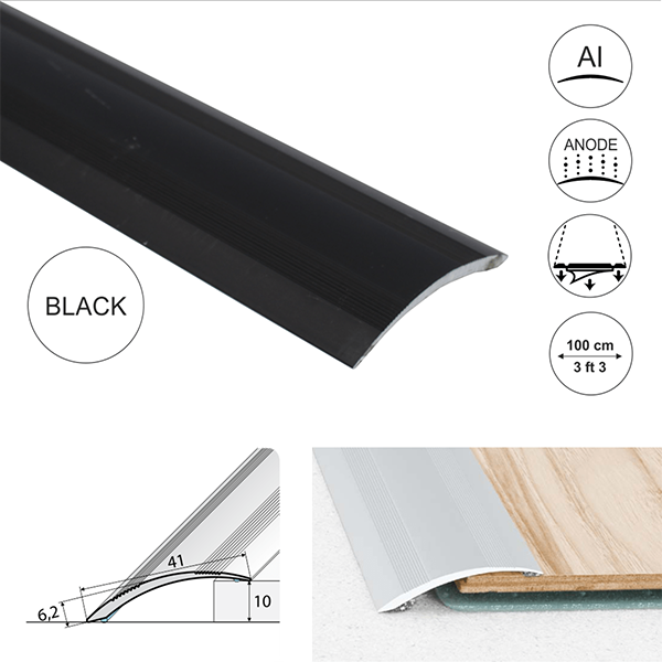 41mm Wide Self Adhesive Aluminium Door Thresholds For Wooden, Laminate, Carpet Vinyl Flooring