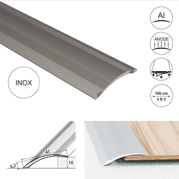 41mm Wide Self Adhesive Aluminium Door Thresholds For Wooden, Laminate, Carpet Vinyl Flooring