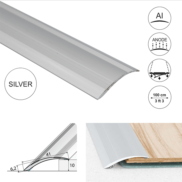 41mm Wide Self Adhesive Aluminium Door Thresholds For Wooden, Laminate, Carpet Vinyl Flooring