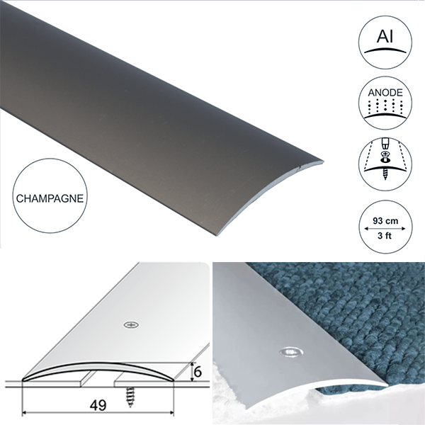 49mm Wide Aluminum Door Floor Trim For Connecting Wooden Or Carpet Floors