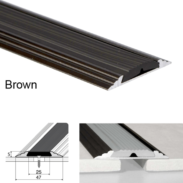 50mm Wide Aluminium Flat Non Slip Door Threshold A10 Profile Anodised