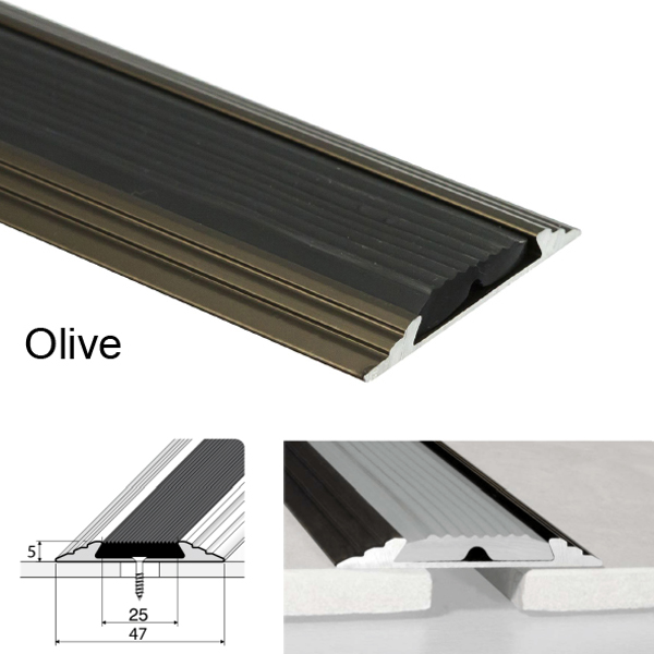 50mm Wide Aluminium Flat Non Slip Door Threshold A10 Profile Anodised