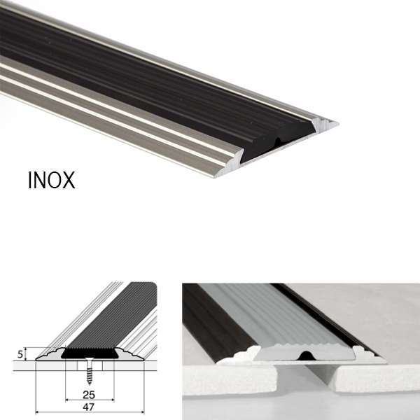 50mm Wide Aluminium Flat Non Slip Door Threshold A10 Profile Anodised