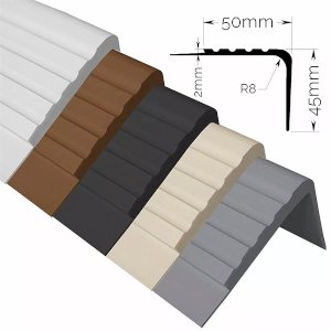 50mm x 45mm Rubber Stair Nosing Edge Trim Anti non Slip PVC Angle Step Edging