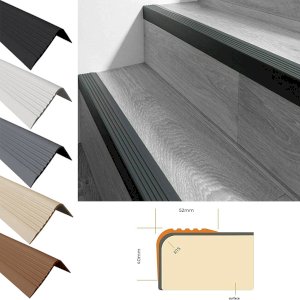 52mm x 40mm Bullnose Non Slip Stair Nosing PVC Rubber Angle Step Edge