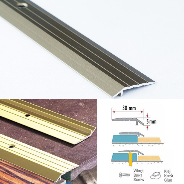 5mm Anodised Aluminium Door Threshold Ramp Floor Bar Edge Trim