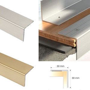 30mm x 30mm Aluminium Anodised Self Adhesive Stairs Nosing For Tile And Carpet Treads